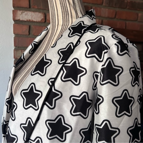 Anthropologie Hutch Oversized Shantung Star Print Blazer in Black & White Sz S - Picture 6 of 9